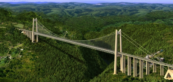 世界第二高桥的一根缆索就有千米长